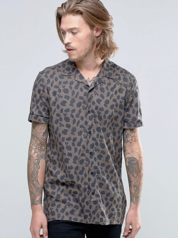 Rich Style Dark Gray With Blue Dots Half Sleeves shirt