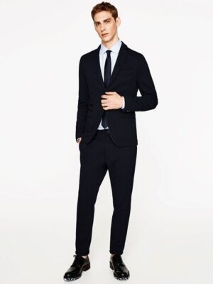 Men's Fitted Rich Boss Jet Black Corporate Suit